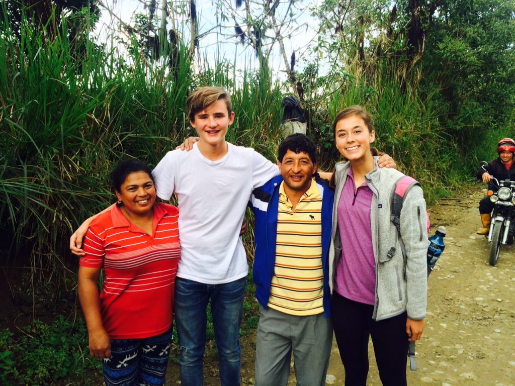 Grant and Becca with homestay parents, Amparo and Sebastian.