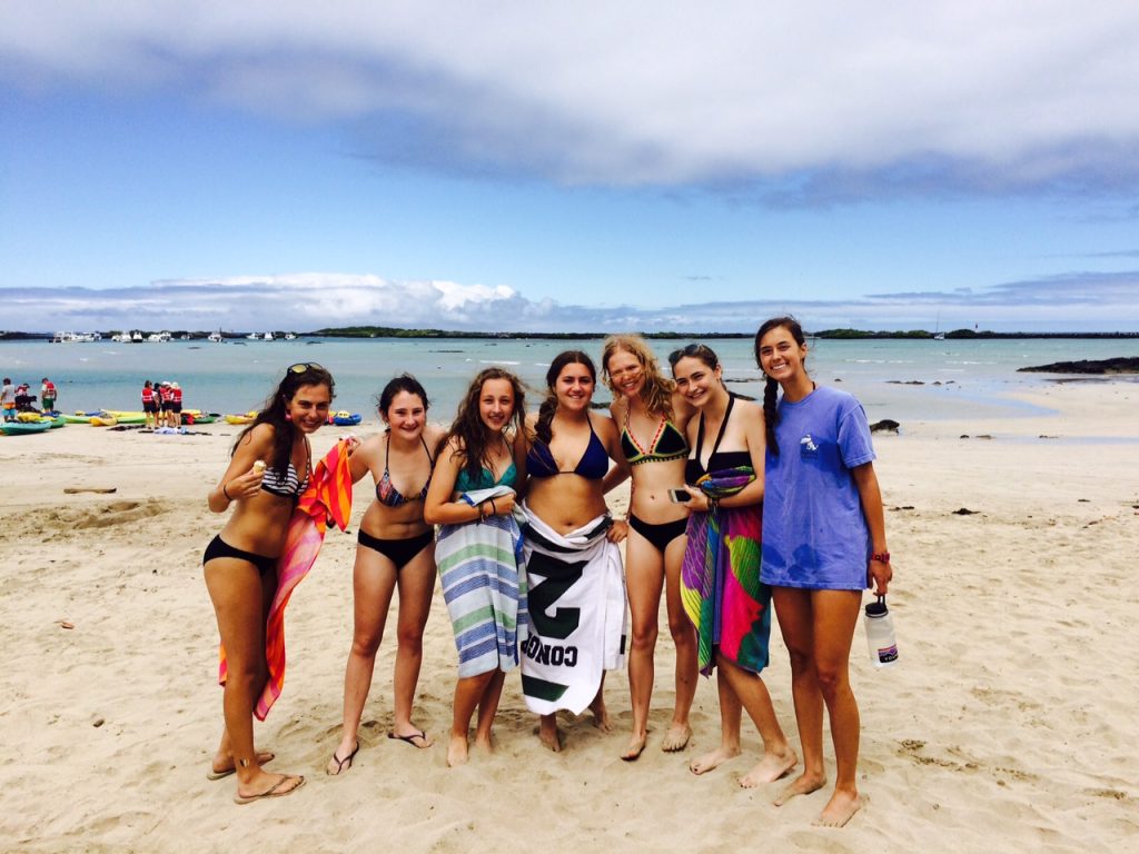 Enjoying the beach on Isabela after a morning of kayaking and surfing.